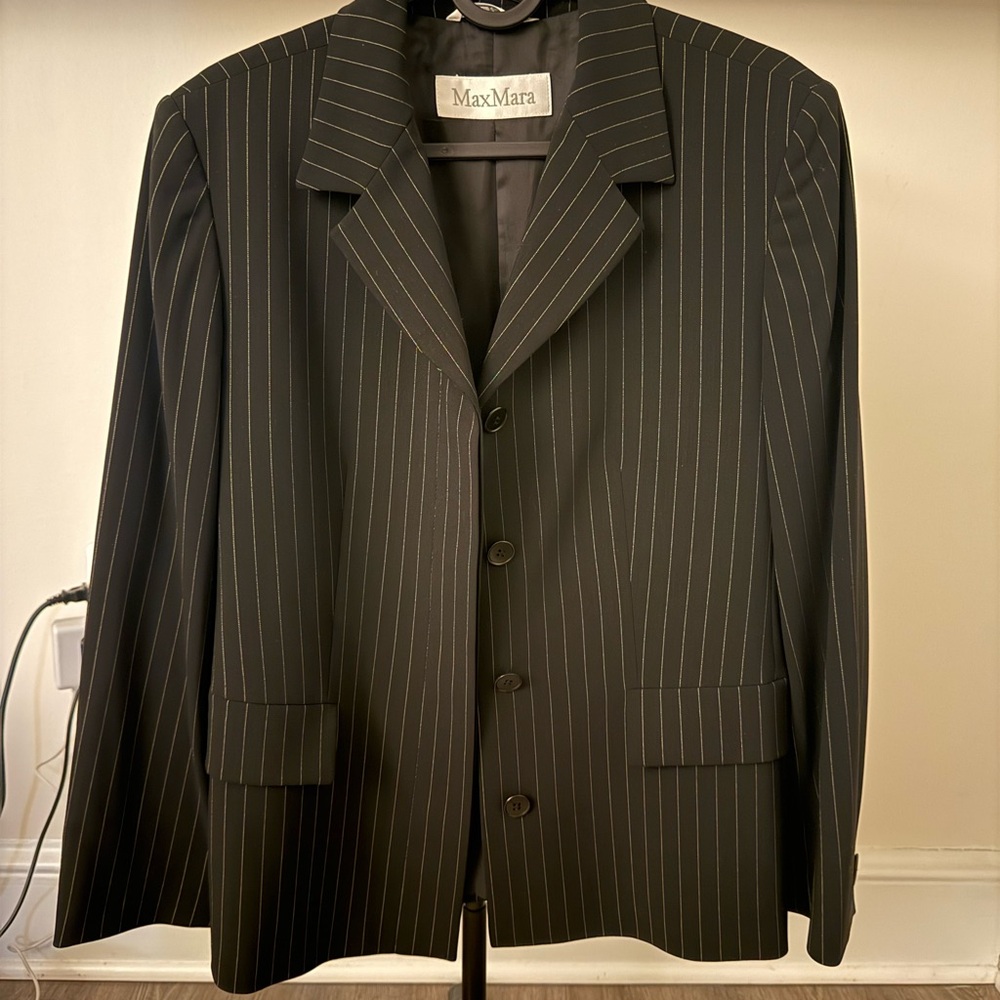 MaxMara Charcoal Pinstripe Blazer